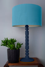 Load image into Gallery viewer, Turquoise velvet with champagne liner lampshade