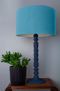 Turquoise velvet with champagne liner lampshade