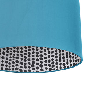 Turquoise velvet with monochrome dot lampshade