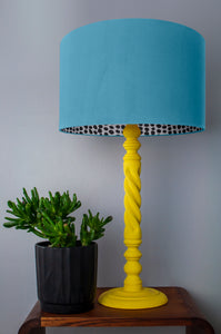 Turquoise velvet with monochrome dot lampshade