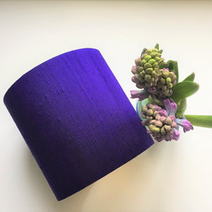 Violet silk lampshade with mirror gold liner