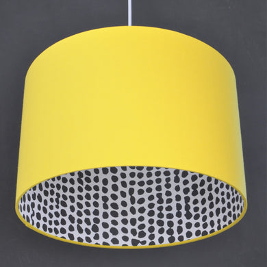 Sunshine yellow cotton with monochrome dot wallpaper lampshade