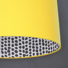 Load image into Gallery viewer, Sunshine yellow cotton with monochrome dot wallpaper lampshade