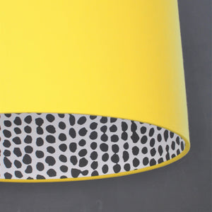 Sunshine yellow cotton with monochrome dot wallpaper lampshade