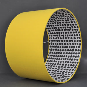 Sunshine yellow cotton with monochrome dot wallpaper lampshade